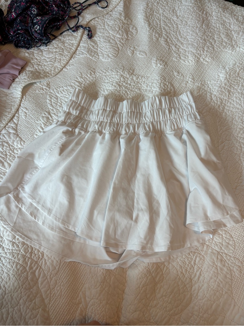 CRZ YOGA White Ruffle Waist Skirt